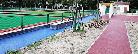 上海祝桥门球主题公园透水混凝土，盼石股份满意竣工